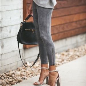 VICI Forever Suede Zip Leggings - Charcoal